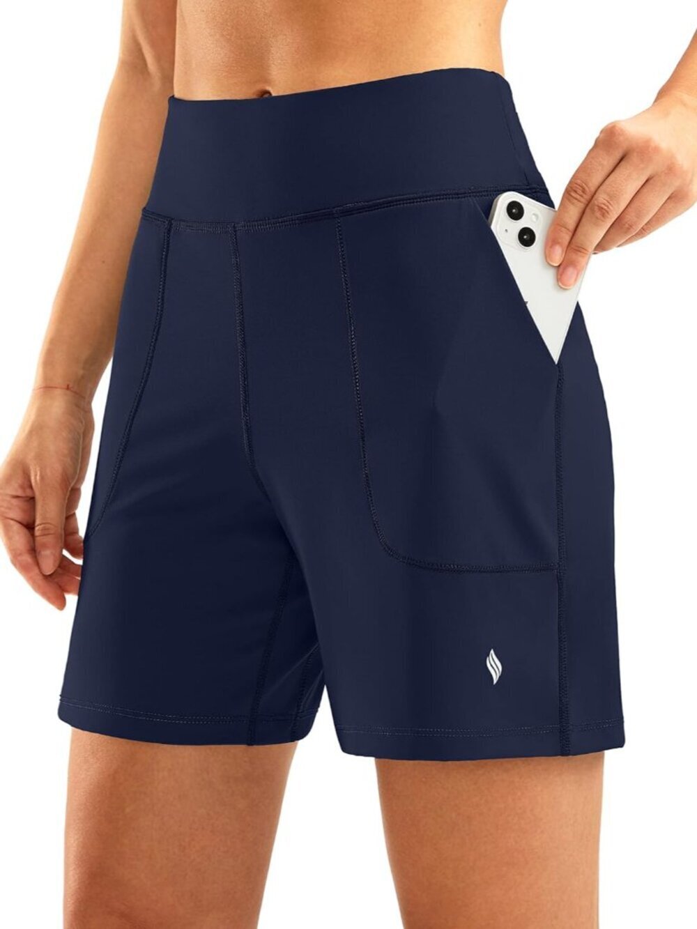 Women's 6'' Athletic Long Shorts with 4 Pockets High Waisted Bermuda Shorts for